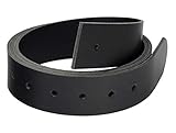 Cintura da uomo in pelle nera realizzata in pelle di bufalo senza fibbia, larga 38 mm e spessa circa 3-4 mm, accorciabile, 10125 135 cm di lunghezza, Nero , waist size (Bundweite) 110cm