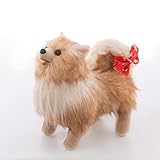CU-MATE 10 Pollici pomerania Cane Peluche Animale - Nero e Tan Lifelike & Realistico Giocattolo Cucciolo Cane In Piedi Regalo presente
