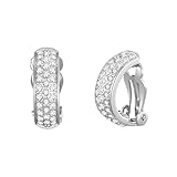 Orecchini a clip con pavé placcati in argento creati con cristalli Zircondia®