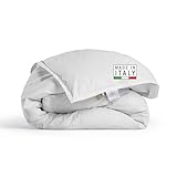 DREAMIN*101 - Piumino Letto Singolo Invernale Piuma d'Oca e Piumino Certificato, Piumone Letto Singolo Tessuto 100% Cotone Percalle Caldo e Leggero - Trapunta Letto Ipoallergenica Traspirante, 155x205