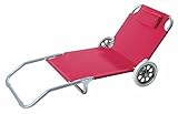 VERDELOOK Spiaggina Trolley Pieghevole con Ruote in Poliestere, Secondo disponibilità Colore Rosso o Blu, per Esterni e Giardino