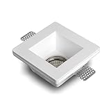 Eurekaled® - Portafaretto in Gesso CERAMICO da Incasso Quadrato per Controsoffitti per GU10 e MR16 cod.220628