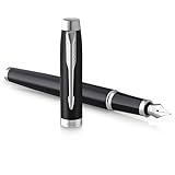 Parker IM Penna Stilografica | Nero Opaco con Puntale Cromato | punta fine con inchiostro blu | confezione regalo