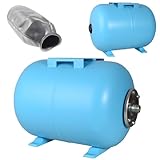 Serbatoio a Pressione 50L - per Impianti Idrici e Sistemi Autoclave - con Membrana EPDM - Vaso di Espansione - per Pompa Domestica Pompa per Pozzo - Attacco da 1" - Acciaio - Orizzontale 50 Litri