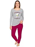 The Peanuts Snoopy Pigiama da donna - Cuddle Society Pigiama a maniche lunghe con pantaloni grigio/rosso, grigio/rosso, S