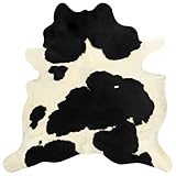 vidaXL Tappeto in Vera Pelle Bovina Nero e Bianco 180x220 cm