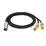YINETTECH 1 cavo audio da DIN maschio a 5 pin a 2 RCA maschio, compatibile con Bang, compatibile con Naim Black, 0,9 m