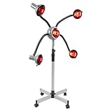 YUNRUX Lampada riscaldante a infrarossi a 5 teste da parrucchiere, con paralume protettivo, lampada a infrarossi, 40 – 80 °C, luce a infrarossi, 108 – 132 cm, altezza regolabile, colore bianco