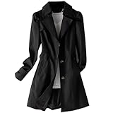 Generisch Trench a doppio petto da donna cappotto lungo risvolto slim fit cappotto di mezza stagione autunno cappotto invernale per ufficio quotidiano leggero giacca casual tinta unita trench giacca a