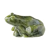 Nuhjytgf Rana in pietra grezza di naturale intagliata, statua di rana fortunata, statua di animale di giada, materiale di giada intagliato a mano, simbolo di buona, 4 x 5 x 2 cm per