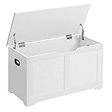 VASAGLE Cassapanca, Panca Portaoggetti, Pouf Organizzatore con 2 Cerniere di Sicurezza, Scarpiera, 40 x 80 x 46 cm, Corridoio, Camera da Letto, Soggiorno, Bianco Nuvola LSB063T14