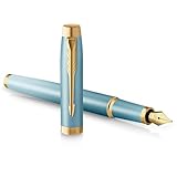 Parker Penna stilografica IM Writing Rituals, finitura turchese-verde con sfumatura, puntale dorato, punta fine, inchiostro blu, confezione regalo