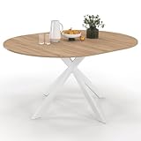 IDMarket - Tavolo da pranzo allungabile rotondo Alix 4-8 Persone piede ragno legno e bianco 110-150 cm