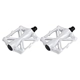 Agatige Pedali in Alluminio, 3 Colori Vivaci 1 Paio Pedali in Alluminio Durevoli Piattaforma Piatta Antiscivolo Pedale Bici MTB per Mountain Bike Road(Bianco)