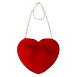 CATOR 1 pcs borsa a forma di cuore borsa a tracolla in ecopelliccia borsa a tracolla soffice borsetta, rossa