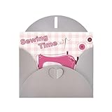 Biglietti di auguri vuoti con buste, stampa vintage a macchina da cucire, colore rosa, eleganti inviti fai da te, note di ringraziamento
