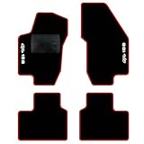 QUEMAR Tappetini Auto compatibili con Alfa Romeo 156 1997-2007 / Kit Tappeti Moquette e Gomma su Misura (Set 2 Anteriori + 2 Posteriori) / Ricami e Colori Personalizzati (2 Ricami, Bordo Rosso)