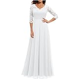 HAOLEI Vestito da Cerimonia Elegante Linea ad A Scollo a V Appliques Plissettato Donna Taglie Forti Abito Donna con Paillettes da Sera Elegante Stile Impero Scollo a V Maniche 3/4 Plissettato
