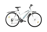 Multibrand PROBIKE 6th Sense 26 pollici, mountain bike, telaio in alluminio, 18 marce, bici da passeggio e da donna, adatta a partire da 155 cm - 175 cm (bianco e blu alluminio)