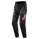 Dainese - Drake 2 Super Air Tex Pants, Pantaloni da Moto Ventilati, in Tessuto, per Stagione Estiva, con Protezioni Removibili, Man, Nero/Antracite/Rosso-Fluo, 52