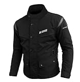 BI ESSE - Giacca moto uomo in cordura, giubbotto in Tessuto impermeabile, antipioggia, Fodera termica rimovibile, con Protezioni (IT, Testo, L, Regular, Regular, Nero)