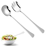 LightBeacon 2 Pezzi Kit de Posate da Insalata, Posate per Insalata, Posate da Insalata in Acciaio Inox, Grandi 28 cm, Cucchiaio da Insalata, Forchetta da Insalata, per Cucina, Hotel, Ristorante