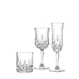 Set 18 Pezzi (6 Flute - 6 Bicchieri Acqua - 6 CALICI Vino) Calici Cristallo Opera Rcr Made in Italy