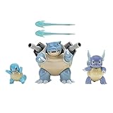 Pokémon- PKW Pack Select Evolution-Confezione da 3 Personaggi da 5,5 cm, Wartortle da 7,5 cm e Blastoise Battle Figure-Dettagli Autentici, PKW2773