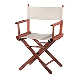 ZStyle Sedia da Regista Pieghevole in Legno, 90 cm di Altezza, 54 cm di Larghezza, 48 cm di Profondità, Nera (Fusto mogano - tela ecrù)