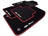 DHCarMats | Tappetini Auto per Alfa Romeo 159 dal 2005 al 2011 Ricamato Bordo Rosso - distanza fissaggio (conducente) 34,5 cm Set per Interni - Kit Completo Anteriore e Posteriore