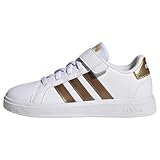 adidas Unisex - Bambini e Ragazzi Grand Court Sustainable Lifestyle Court Elastic Lace And Top Strap Shoes, Cloud White Cloud White Matte Gold, 31 EU