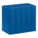 Esselte C28 EUROBOX Cartella Progetti per l'archiviazione, chiusura con bottone, 25 x 35 cm, Dorso 8 cm, Blu, Confezione da 5 pz, 390328050