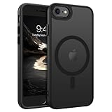 DUEDUE Cover Magnetica per iPhone 7/8/SE 2020/2022[Compatibile con MagSafe], Custodia Opaca per iPhone 8/7/SE Case con Pulsante metallico Ultra-Sottile TPU Silicone Anti-Scivolo, Nero