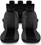 Susy Shop Coprisedili Auto Compatibili Per Grande Punto 5 Porte, Set Completo Di Fodere Anteriori e Posteriori Con Schienale Posteriore Diviso 1/3, Lavorazione MADE IN ITALY (Nero/Grigio Scuro)