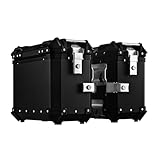 Valigie Laterali In Alluminio Per Moto 38L Tour Trunk Borse Da Sella Rigide Universali Borse Laterali Per Moto Impermeabili E Anticollisione Con Serratura Di Sicurezza Per Bagagli Del Casco Black,A
