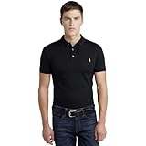 Ralph Lauren Polo in piquet elasticizzato, vestibilità aderente, Nero , XXL