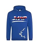 ZENA Felpa Samp Sampdoria Bicolor - Felpa Cotone Felpata BACICCIA con Cappuccio (XL, Skyline)