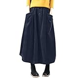 2026 - Gonna da donna invernale in velluto a coste da donna midi gonne lunghe lunghe femminili elastico in vita ad una linea gonna a pieghe corta nera da donna, Blu, XL