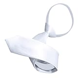 arenmi Cravatta da collo bianca tinta unita per uomini donne bambini graffiti per la festa del papà decorazione cravatta regolabile con cerniera cravatte