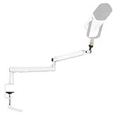 FIFINE Braccio microfono, aste piatte regolabili, supporto microfono con clip per microfono, adattatore a vite, gestione dei cavi, per podcast, streaming, gaming, studio