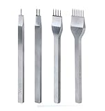 Shuny Leathercraft Tools, Metallo di Cuoio del Mestiere di DIY, Punzoni 3-6mm 1 + 2 + 4 + 6 Denti Cuciture Scalpello Tool, per Fai da Te, Fare Punti di Cucitura Perforatore, Stitching Hole Punch