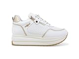 Melluso Sneaker Walk Donna con Zeppa e Zip in Pelle Traforata 40 / Bianco