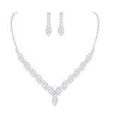 PLABBDPL Set di Gioielli da Sposa Strass Collana con Ciondolo Strass Perla con Ciondolo Orecchini Prom Bridal Bridesmaid Gioielli Set