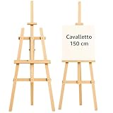 Cavalletto pittura in legno 150 cm - Cavalletti pieghevoli e regolabili in altezza per dipingere Tela e cavalletto per artisti pittori e tableau matrimonio Ideale per bambini e adulti