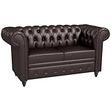 DecHome - Divano 2 Posti stile Chesterfield con Cuscino Rimovibile in Ecopelle, Legno e Metallo 160x84x80 cm colore Marrone