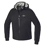 SPIDI, HOODIE ARMOR H2OUT, Colore Nero, Taglia S, Giacca da Moto Impermeabile e Traspirante, Protegge dal Vento, Giubbotto Moto da Uomo con Polsini Elastici