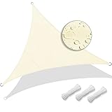 VOUNOT Vela Ombreggiante Triangolare 5x5x5m, Tenda da Sole per Esterno, Impermeabile Protezione UV, Tenda a Vela per Giardino, Balcone, Terrazza, Beige