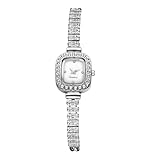 JewelryWe Orologio Analogico Rigido da Donna: Orologio da Polso Piccolo con Zircone Quadrante Quadrato Leggero Idee Regalo per lei