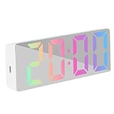 Orologio LED Veglia Digitale Grande Display A LED | Orologio Elettronico Luminoso A Specchio A LED Con Ampio Display, Decorazioni Per La Casa Moderne, Con Data E Temperatura