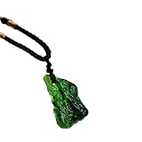 Michear Collana con pietra di cristallo moldavite, ciondolo in pietra irregolare artificiale verde meteorite regalo energetico